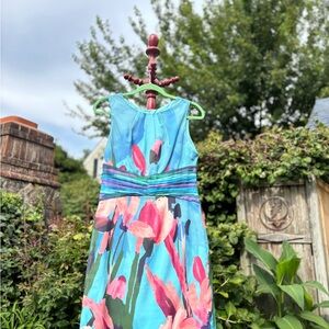 Adrianna Papell Teal Pleated Dress